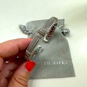 Judith Ripka Jr Two 18k gold and silver bangle bracelet